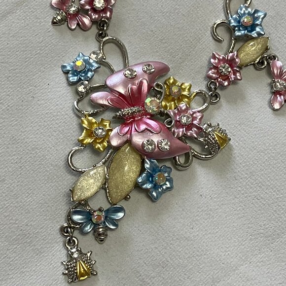 Fashion Costume Jewelry Necklace & Earring Set Butterflies & Flowers - Picture 1 of 12